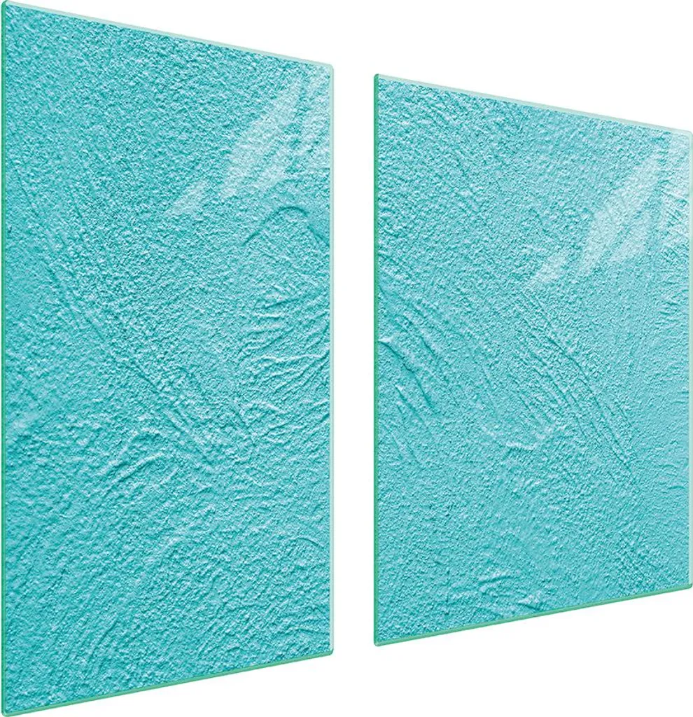 Set 2 Pezzi Copri Piano Cottura Turchese | Tagliere in Vetro 100x52