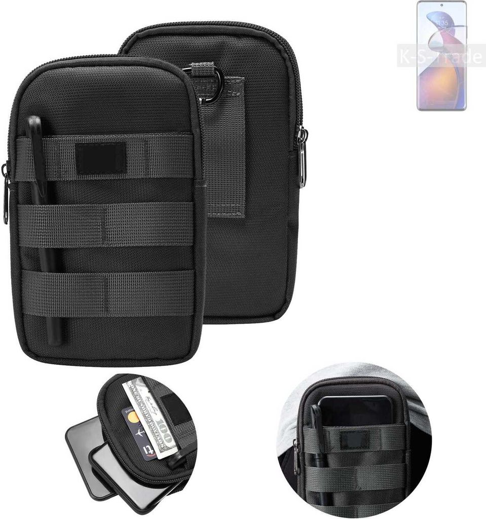 K-S-Trade Holster Gürtel Tasche kompatibel mit Motorola Edge 30 Fusion Handy Tasche Schutz Hülle dunkel-grau viele Fächer, 1x