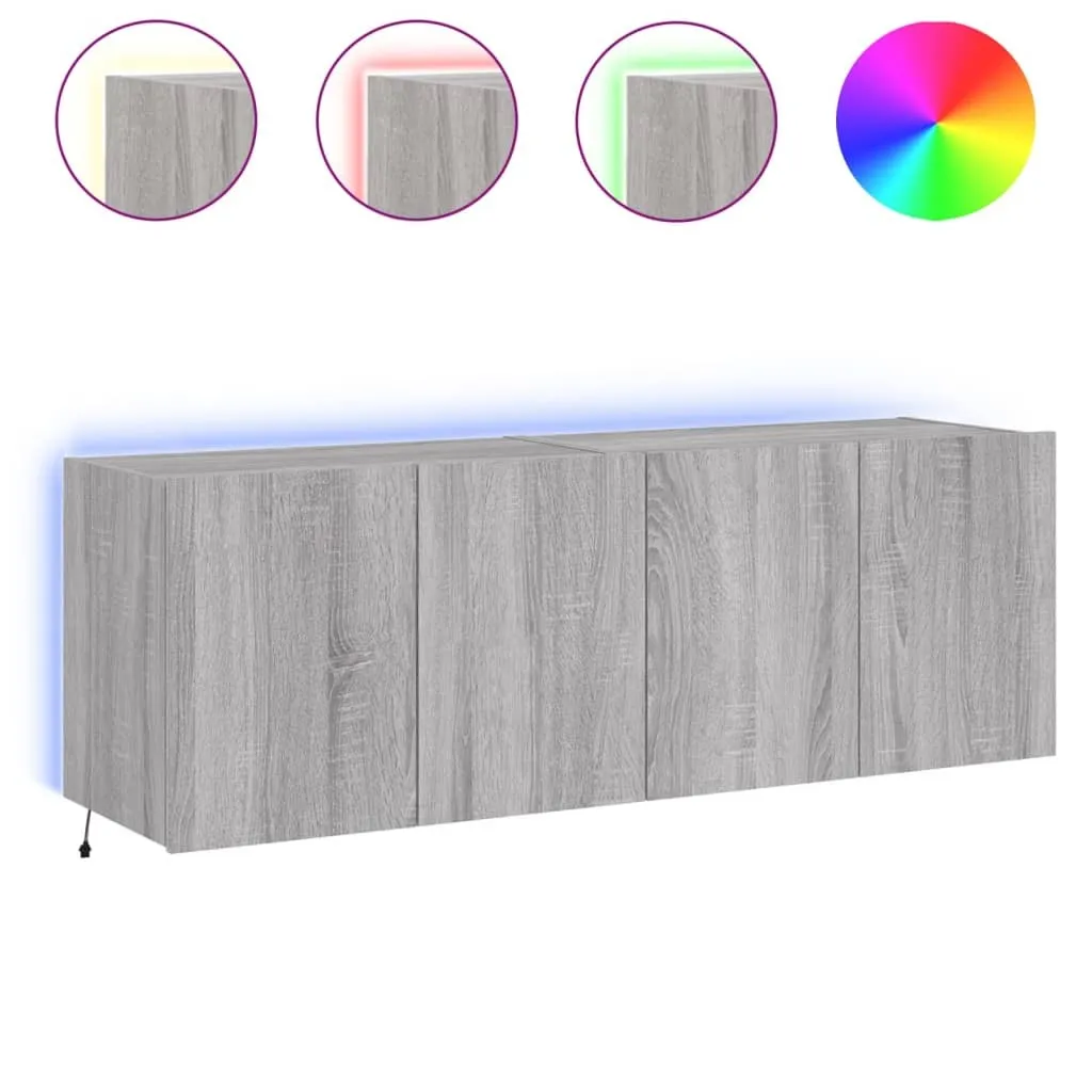 Mobili TV Sospesi Grigio Sonoma 60x35x41 cm con LED - Stile Moderno