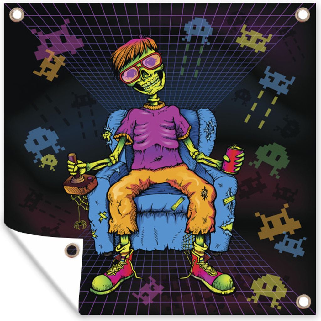 MuchoWow 30x40 cm Outdoor-Poster Gartendeko Sichtschutz Garten Poster für den Garten Zocker - Zombie - Ikone