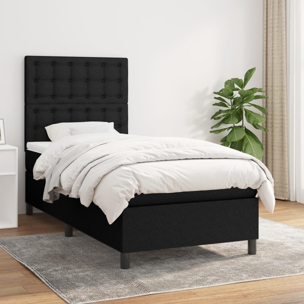 "2026 Promotion" Boxspringbett mit Matratze - Schwarz - 80x200 cm - Stoff - Polsterbett CC8552