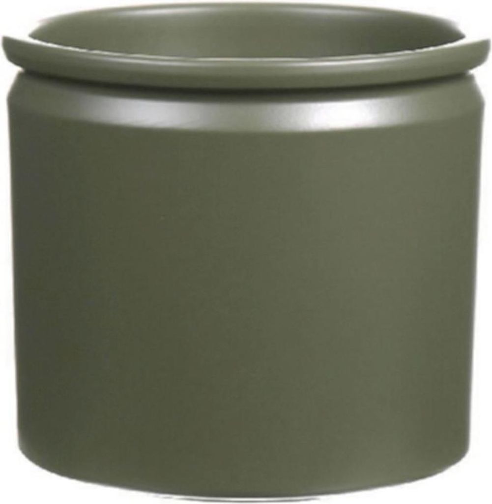 INNA-Glas Keramiktopf ALCHIBA, dunkelolivgrün-matt, 12,5 cm, Ø 14 cm - Pflanzentopf