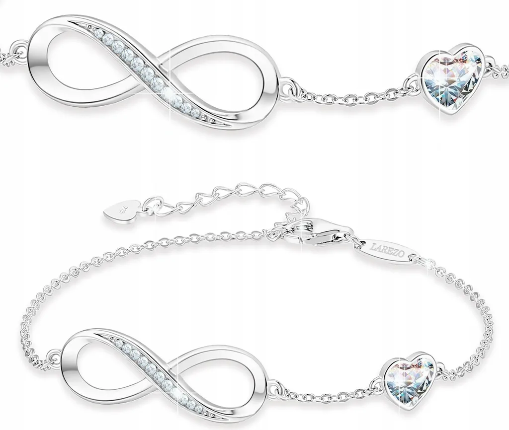Bracciale in argento cuore bianco con cristalli infiniti ARGENTO 925