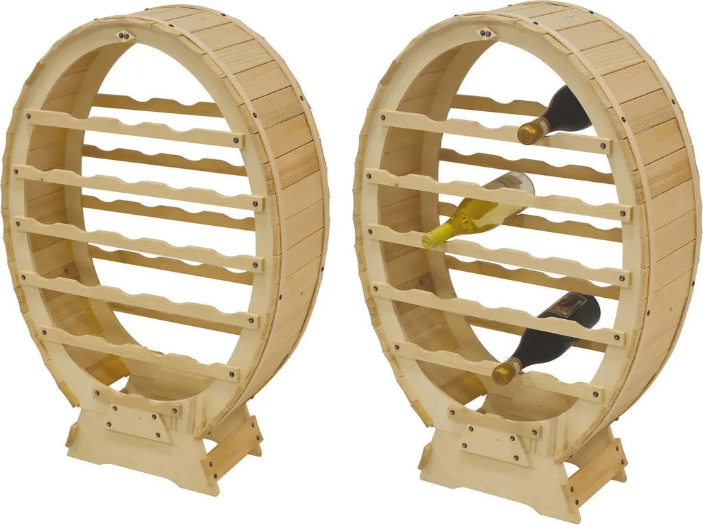 Rangement vin tonneau Alberiamo pour salon - Bois massif 24 flacons