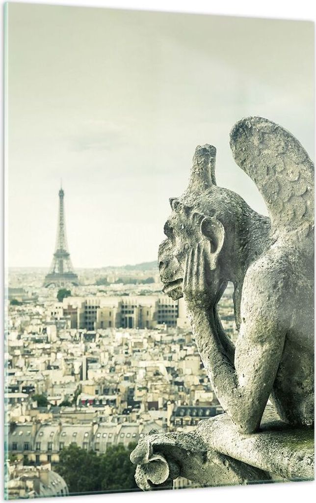 Bilder auf glas - Einteilig - Wasserspeier Paris Notre-Dame - 50x70cm - Glasbilder - Wandbilder - Bilder - Wanddekoration aus Glas - Glas Bilder - ...