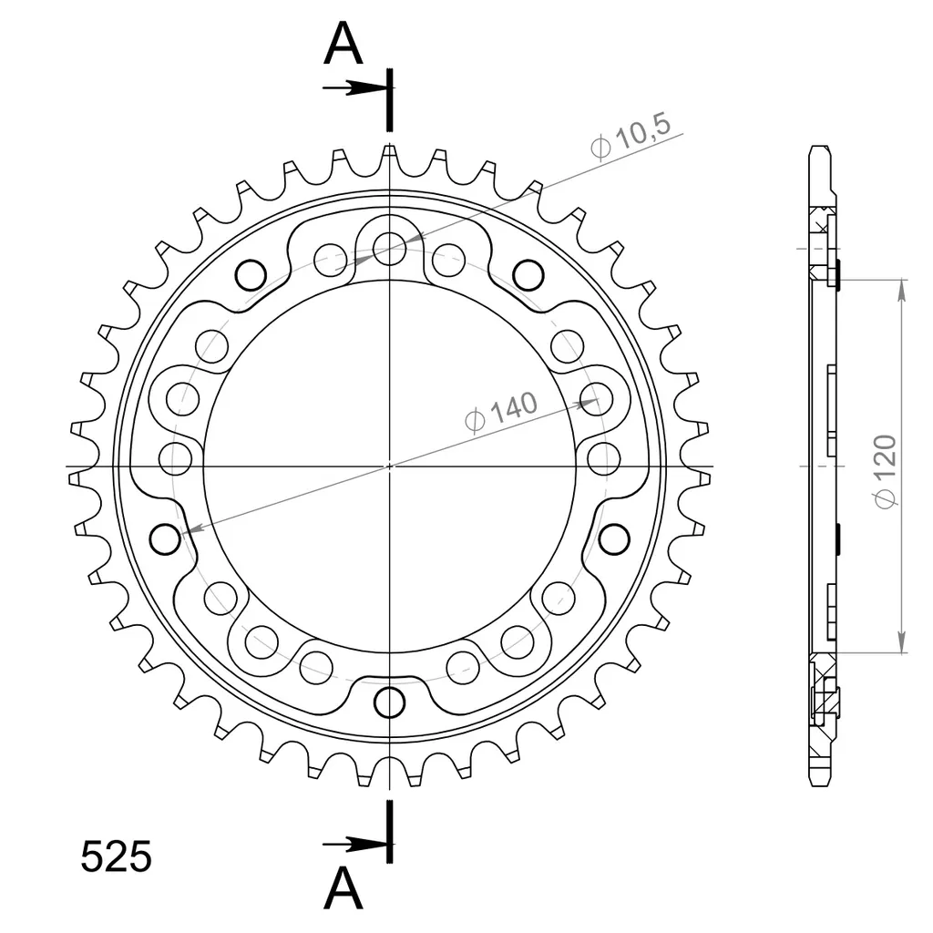 Couronne Stealth Supersprox 39 Dents Or RST-1792:39-GLD pour Moto