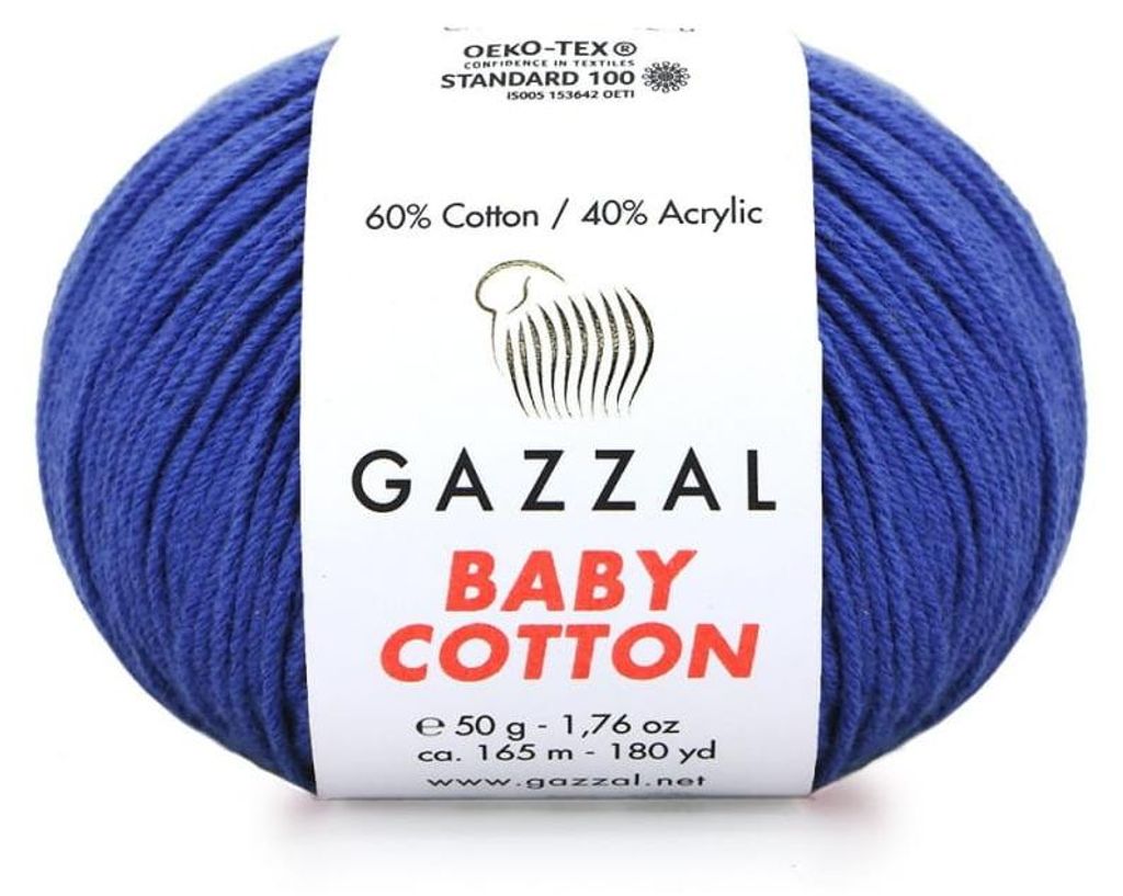 Gazzal Baby Baumwolle 3421 Kobaltblau 50g/165m – weich, Produktbild 