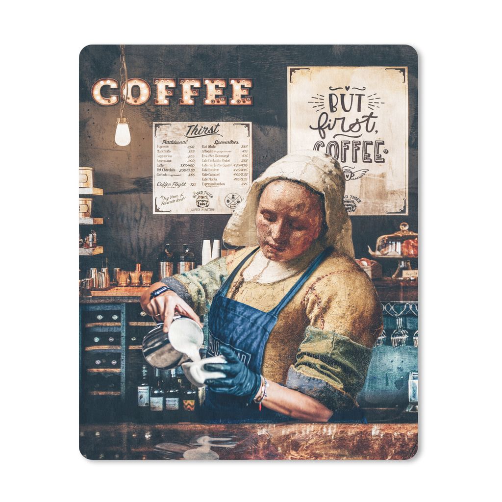 MuchoWow Mauspad Mousepad Cappuccino - Vermeer - Milchmädchen - Barista - Kaffee - Vintage 30x40 cm - Mousepads - Maus Mat - Pad - Mausunterlage...