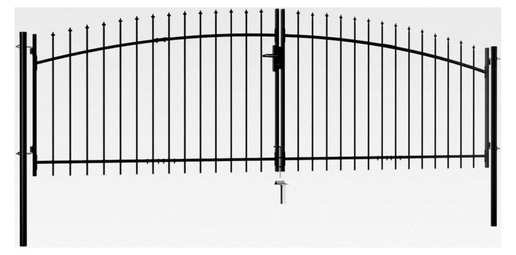Doppelflügel-Gartentor mit Speerspitzen 400×175 cm, 25,7 kg