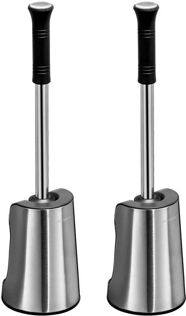 Lot de 2 brosses de toilettes inox et ABS noir avec support séchage rapide