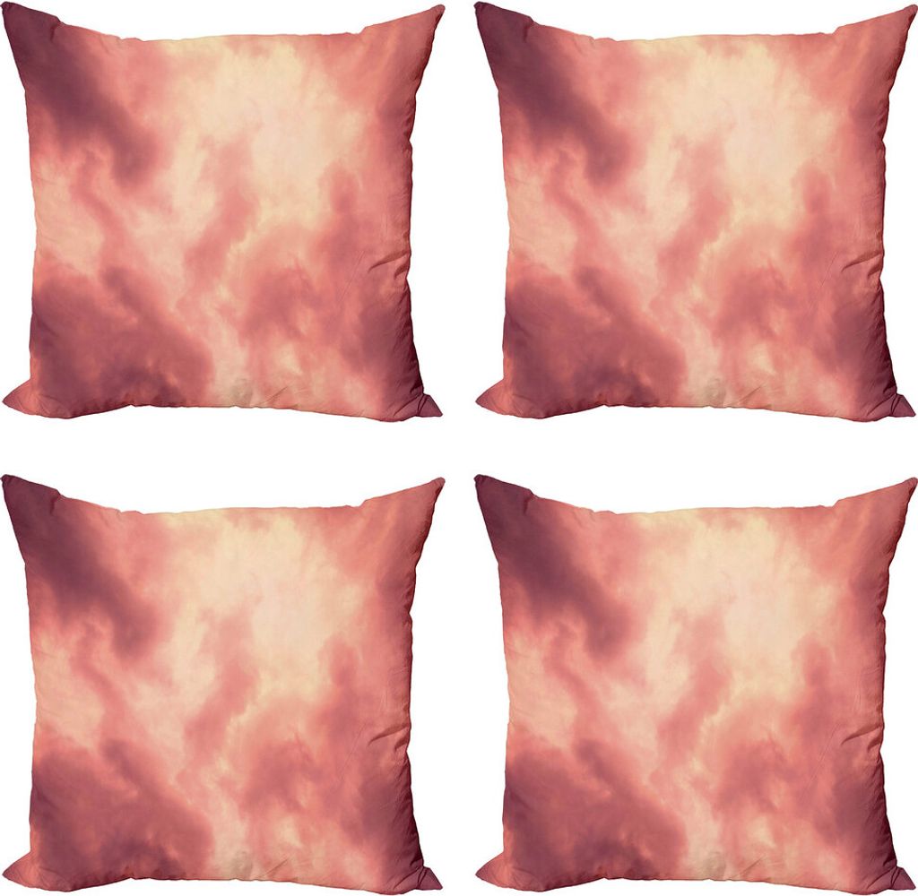 ABAKUHAUS Koralle Kissenbezug Set (4 Stück), Majestic Abendhimmel Weiche, Moderner Doppelseitiger Digitaldruck, 50 cm x 50 cm, Coral Dunkle Coral
