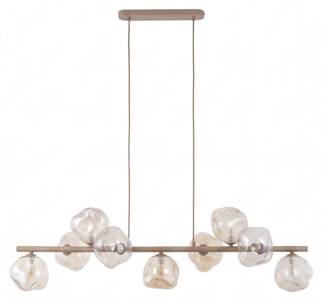 Pendelleuchte Metall Rauchglas G9 H: max. 141 cm Beige Produktbild  KI-generiertes Bild