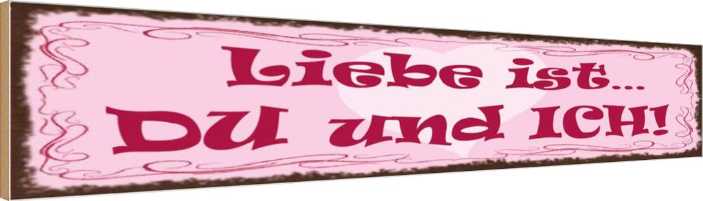 vianmo Holzschild 10x46 cm Liebe ist Du und Ich Herz