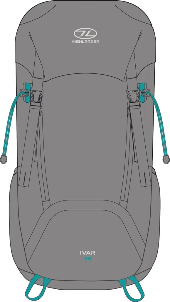 Sac à dos Ivar Highlander 38L Gris avec système dorsal ergonomique femme