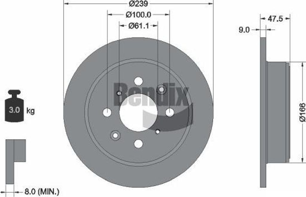 BENDIX Braking BDS1649 Bremsscheibe OE 42510SS1000 kompatibel mit City, Civic, CRX, Jazz