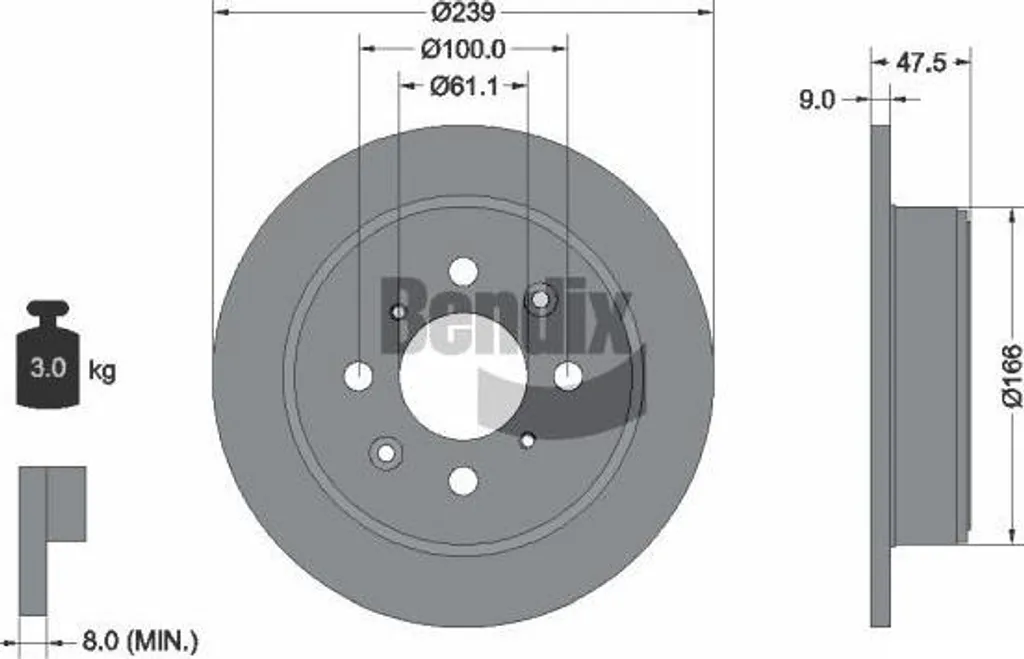 Disque de Frein pour Entretien Honda Civic et Jazz - Modèle Bendix BDS1649
