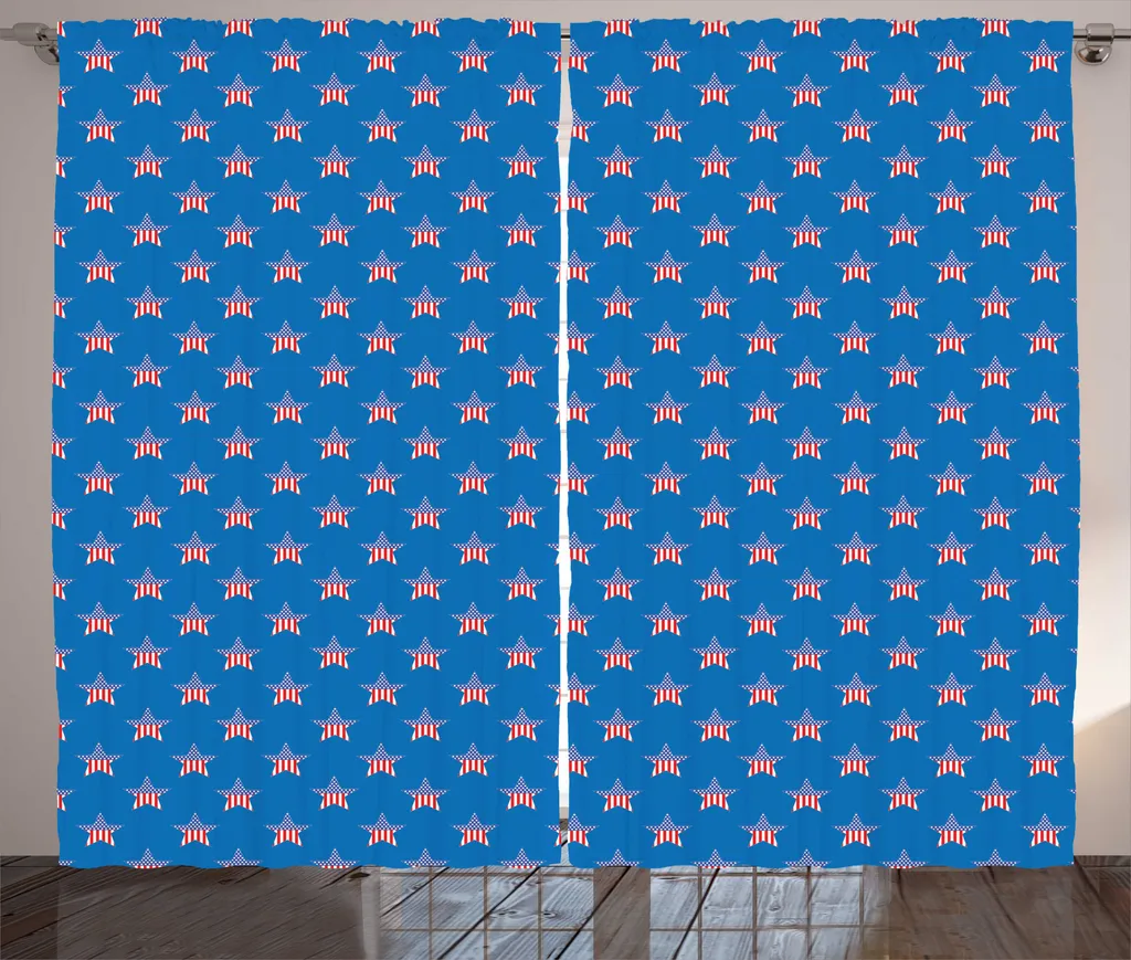 ABAKUHAUS Rideau Rustique Bleu Cobalt Étoiles 280x225cm avec Crochets