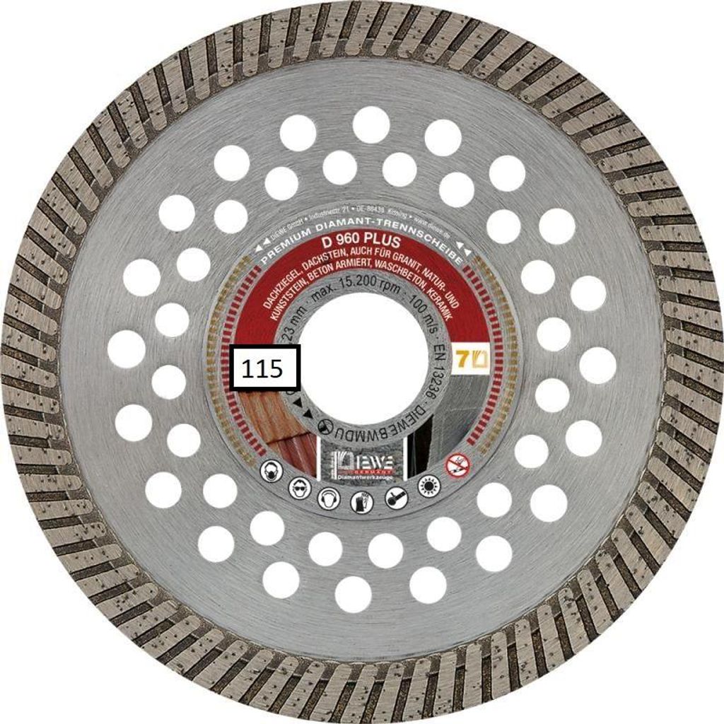 DIEWE Diamantscheibe Trennscheibe D 960 Plus 115x22,23mm 81133 Basalt