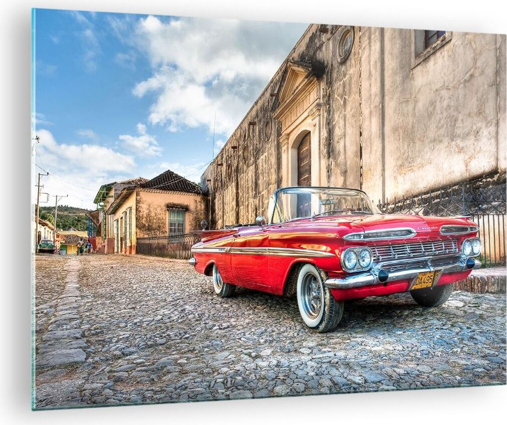 Bilder auf glas - Auto Klassiker Kuba Chevrolet - 70x50cm - Glasbilder - Wandbilder - Kunstdruck - zum Aufhängen bereit - Wanddekoration aus Glas ...