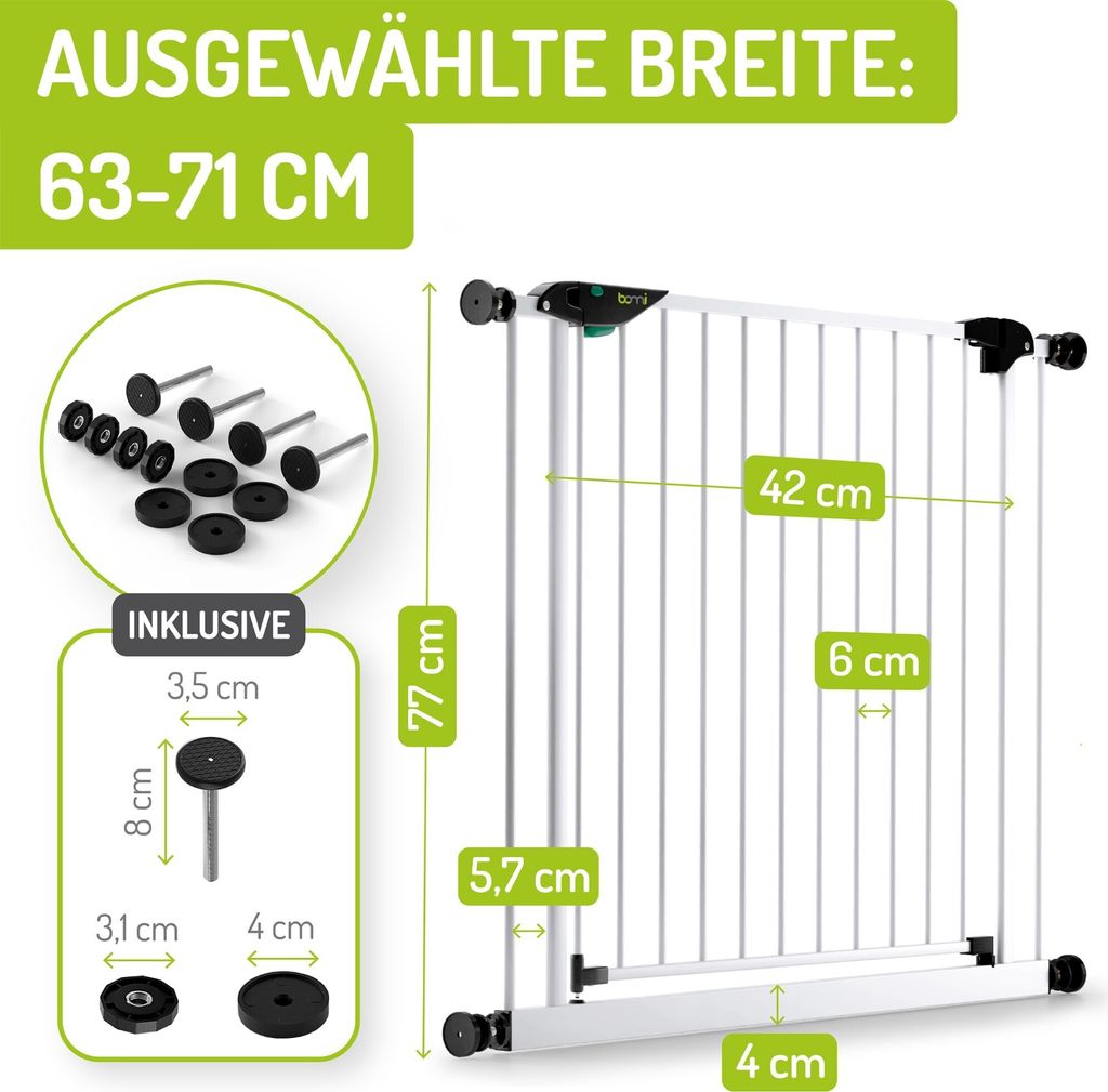 BOMI® Türschutzgitter Ohne Bohren 63-251 cm | 90° Produktbild 2