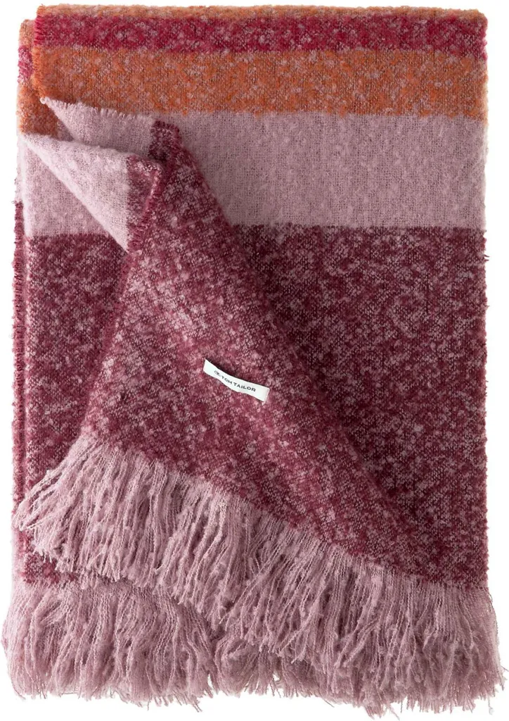 Plaid de salon rouge Tom Tailor pour canapé, couverture hiver 145x200