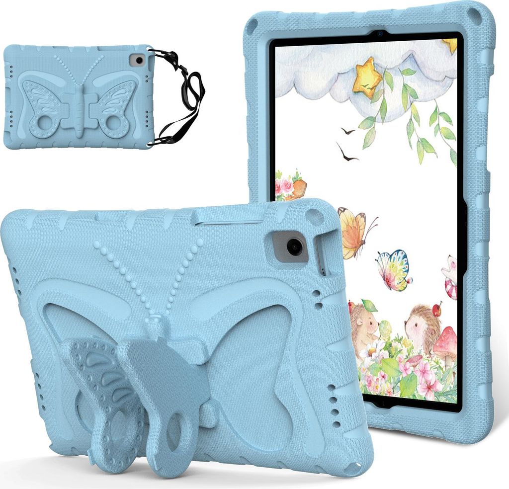 Kinder Hülle für Samsung Galaxy Tab A9+ / A9 Plus 11" Leicht Stoßfeste EVA Kindgerechtes Schutzhülle mit Schultergurt, Schmetterlings-Ständer ...