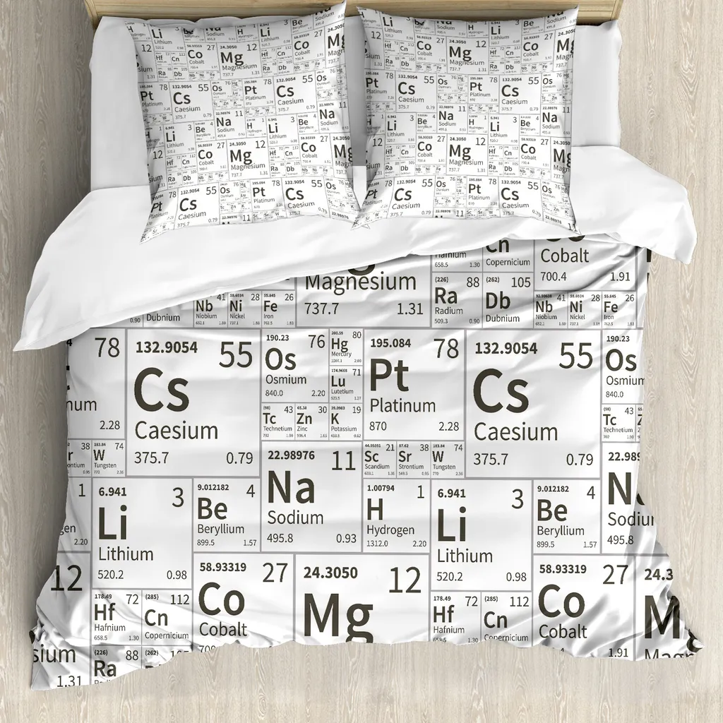 Set Copripiumino Sistema Periodico Verde Militare 155x220 - Antiacaro
