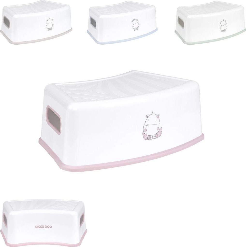Kikkaboo Kinder Badhocker Hippo einstufiger Tritthocker, rutschfest, Griffraum rosa