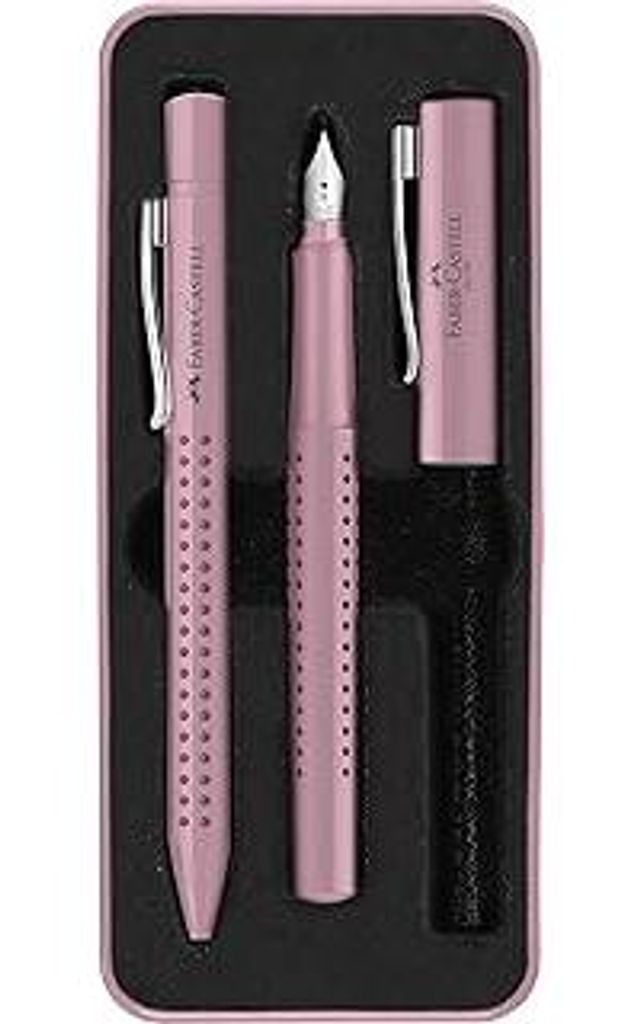 Faber-Castell 201528 - Schreibset Grip 2010, Kugelschreiber und Füller, rose shadows, 1 Stück