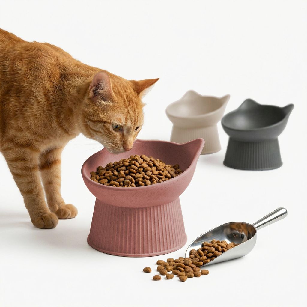 Katzennapf erhöht I Ergonomischer Futternapf Katze für Nass- & Trockenfutter I schnurrhaar freundlich I rutschfest I spülmaschinengeeignet