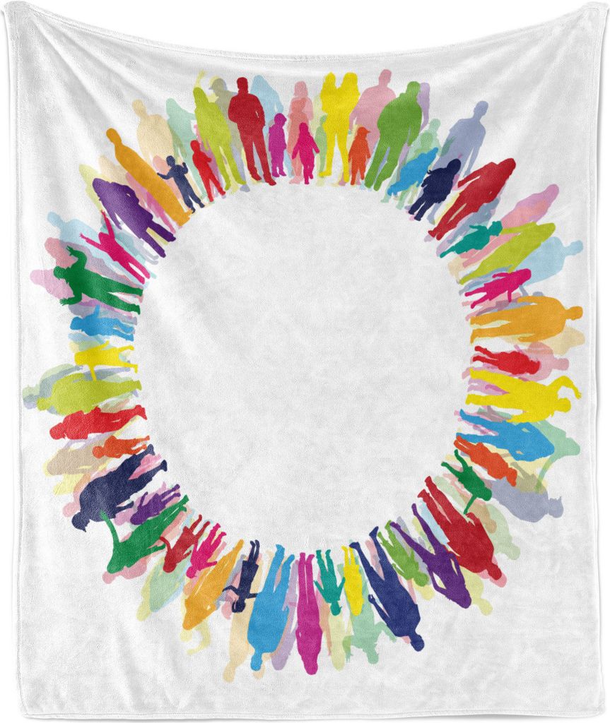 ABAKUHAUS Familie Weich Flanell Fleece Decke, Bunte Menschen Silhouetten, Gemütlicher Plüsch für den Innen- und Außenbereich, 125 x 175 cm, Meh...