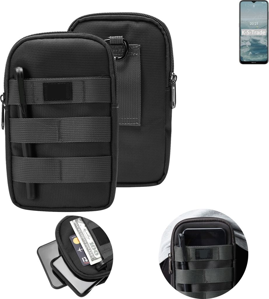 K-S-Trade Holster Gürtel Tasche kompatibel mit Nokia G20 Handy Tasche Schutz Hülle dunkel-grau viele Fächer, 1x