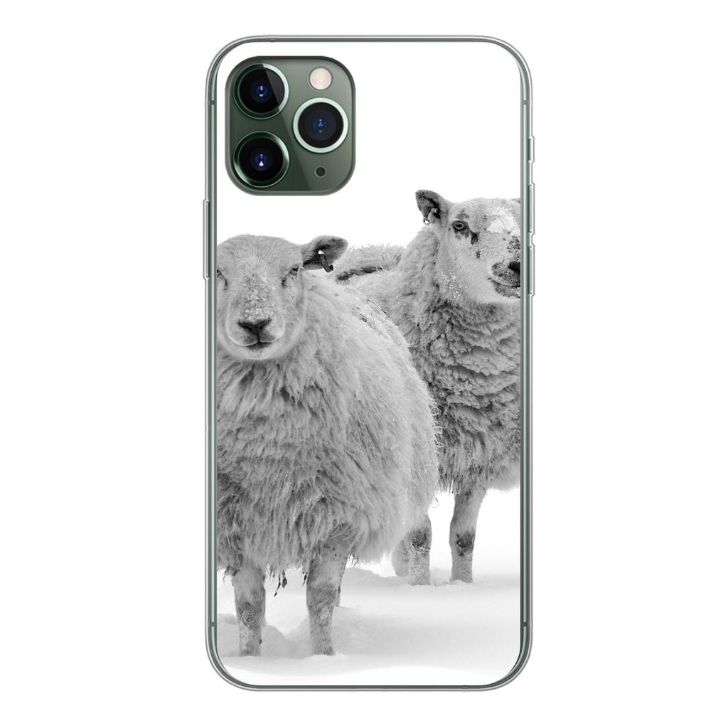 MuchoWow Handyhülle Schutzhülle Hülle für iPhone 11 Pro Schafe - Schnee - Weiß Silikon Softcase Handy Hülle - Handy