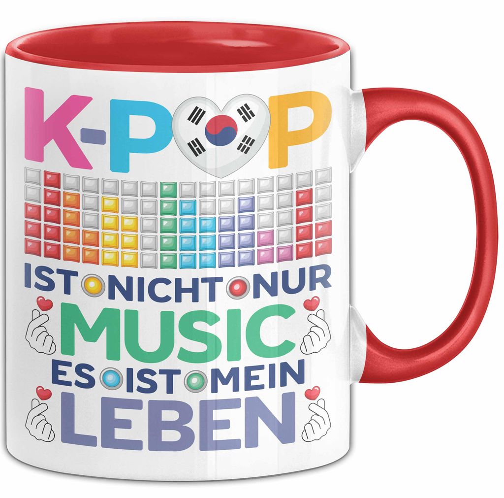 KPop Tasse Geschenk Musik Leben Spruch Geschenkidee für Fans (Rot)