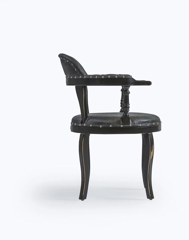 Luxus Design Polster Stuhl Polster Sitz Esszimmer Holz Stuhl mit Armlehnen