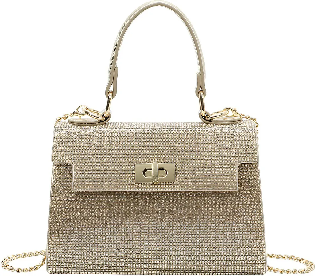 Pochette Avizar Oro con Catena - Borsa Donna Rete Lucida Economica