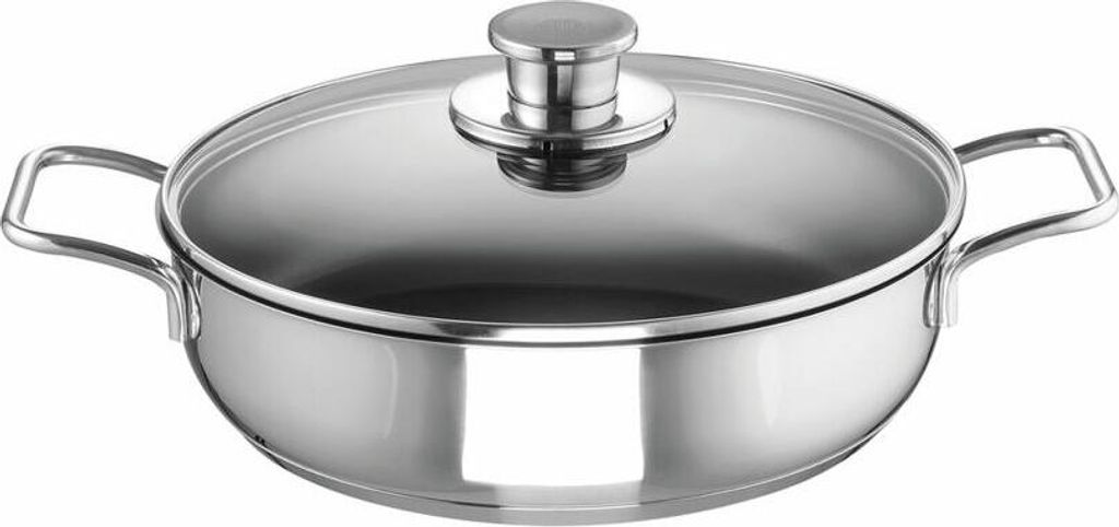 Schulte-Ufer Schmorpfanne Edena mit Deckel, Green Life, Edelstahl 18/10, Silbern / Schwarz, 32 cm, 6877-983-32