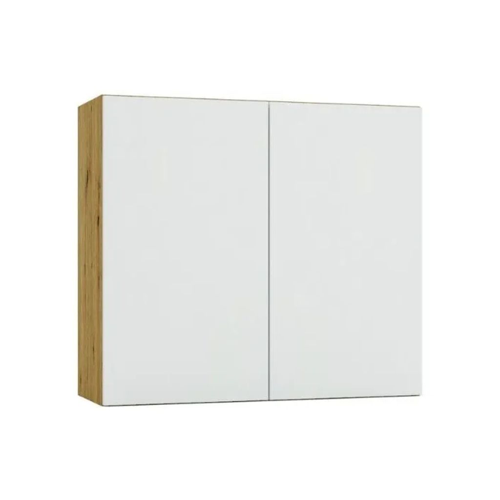 Küchenhängeschrank 80 cm - Eiche Artisan und Aschegrau - Modulküche - Soft-Close-System - Küchenschrank - Universelle Frontmontage