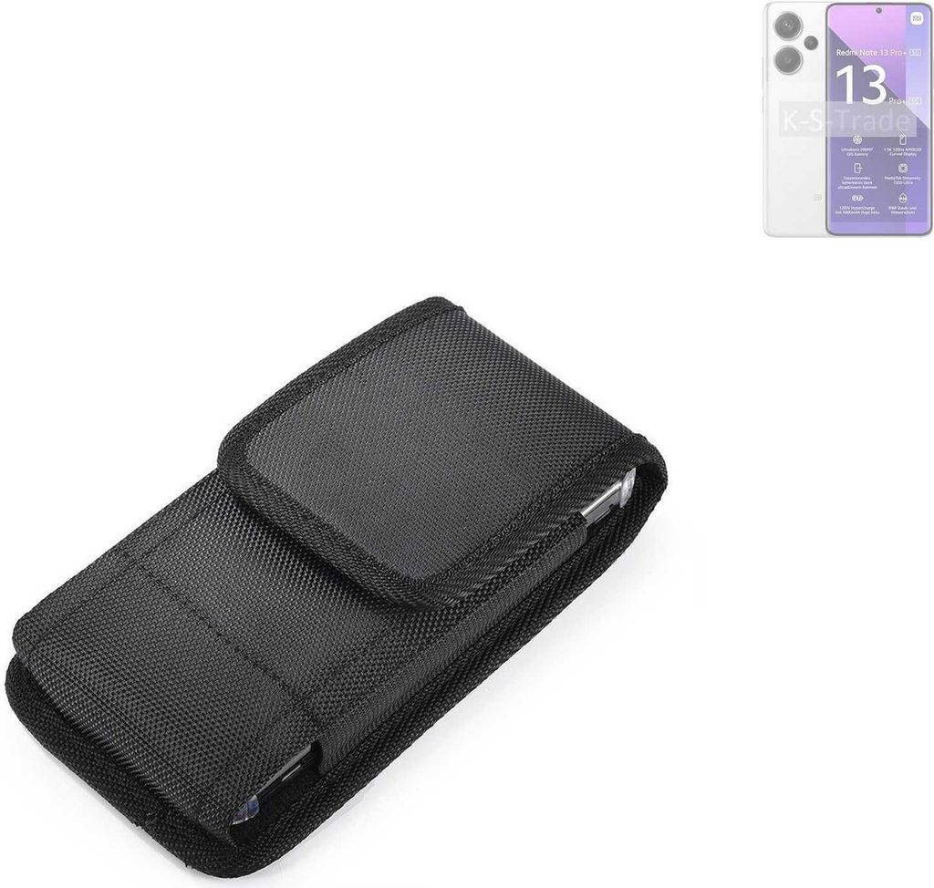 Holster Gürteltasche kompatibel mit Xiaomi Redmi Note 13 Pro + 5G Holster Gürtel Tasche wasserabweisend Handy Hülle Schutz Hülle Outdoor schwarz