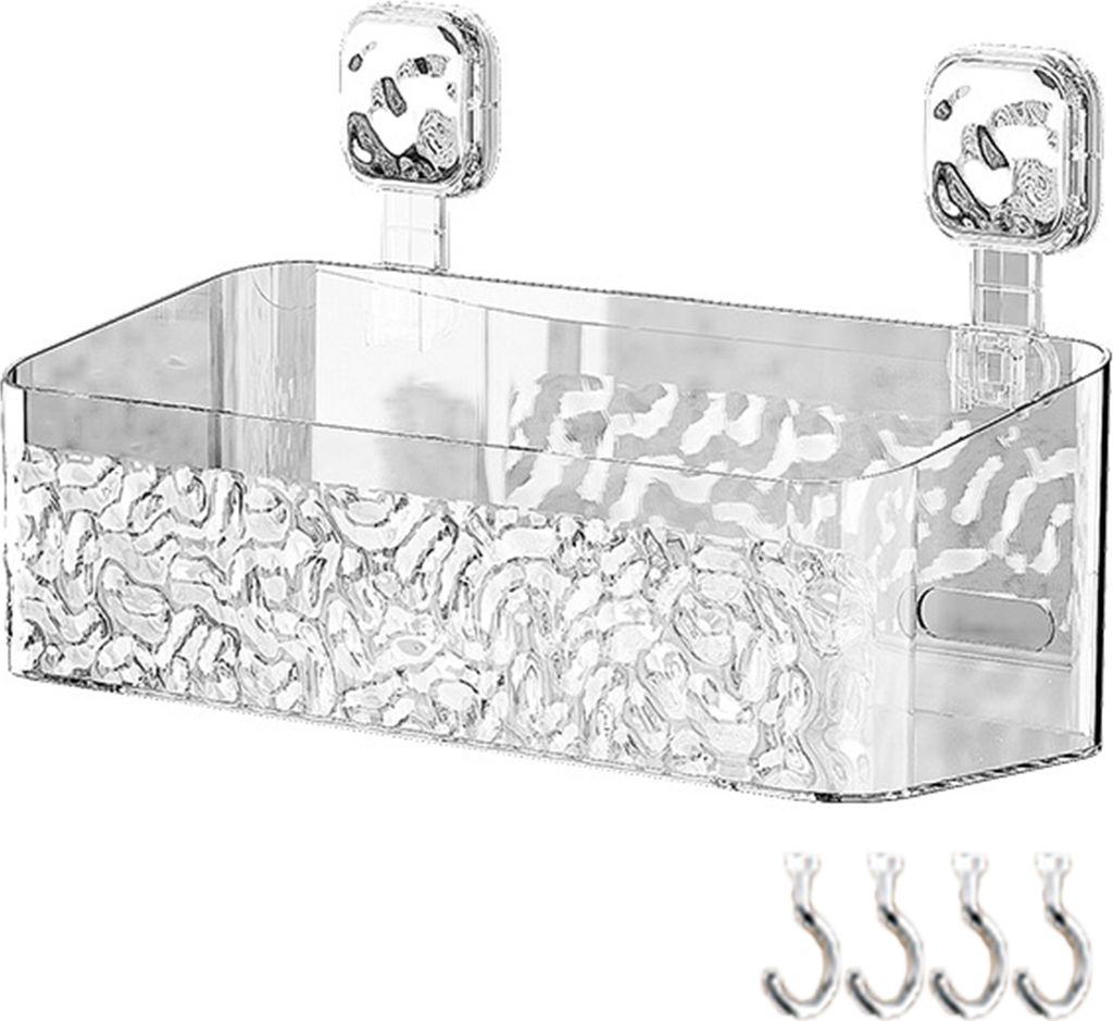 Wandhalterung Lagerregal mit Haken Moderne Abflusslöcher Kein Bohren Starke Tragkraft Badezimmer Küchenbedarf Kleinigkeiten Halter Regal Organizer