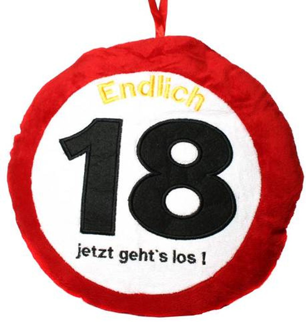 Trostkissen Plüsch 29x29c mit Jahreszahl 18 Jetzt gehts los Produktbild 