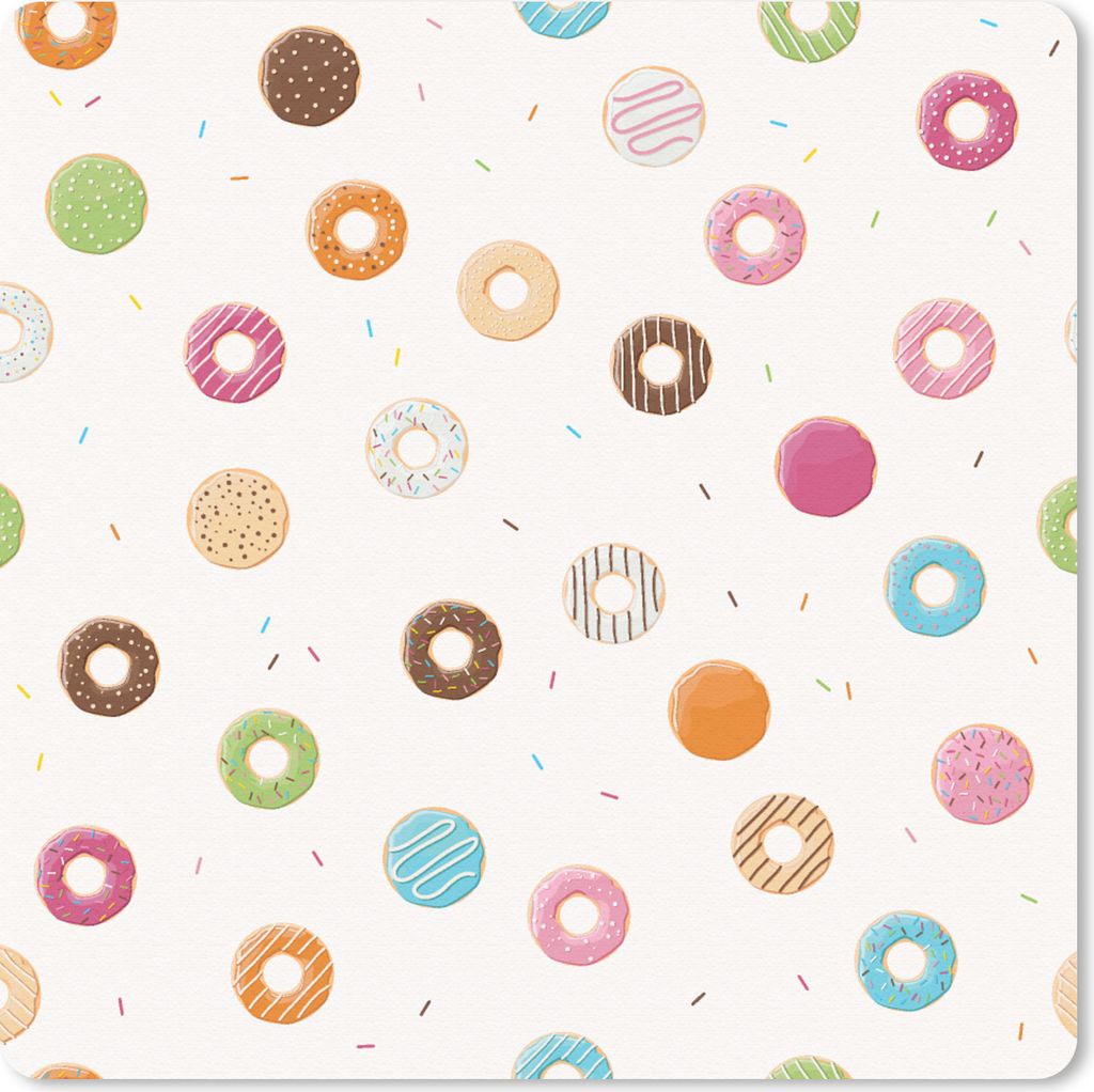 MuchoWow Mauspad Mousepad Puber - Donut - Lebensmittel - Muster 30x30 cm - Mousepads - Maus Mat - Pad - Mausunterlage - Gaming