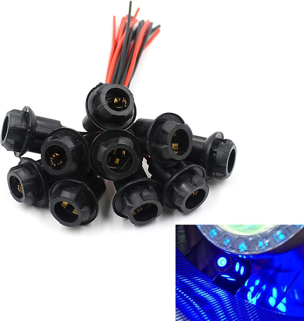 10pcs Halter Instrument Light Bulb Socket Connector Adapter für Motorrad / Auto / LKW / Boot Als Bildshow