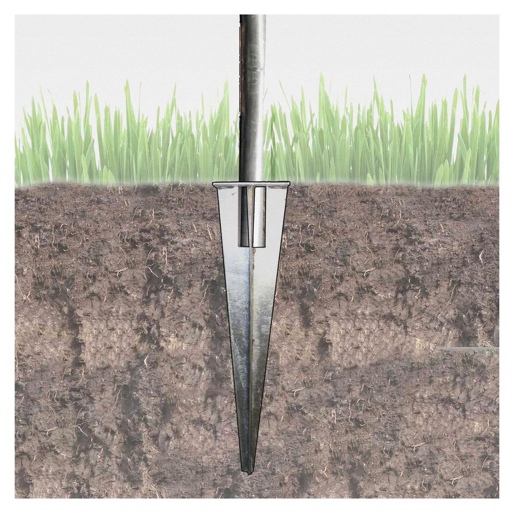 12 Stück Bodenhülse Einschlaghülse für Ø 34 mm Zaunpfosten, 50 cm Länge, verzinkt, Aufnahme 100 x 100 mm