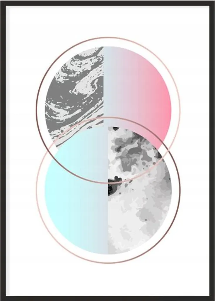 Tableau encadré design géométrique 53x73 cm P1093 pour salon moderne