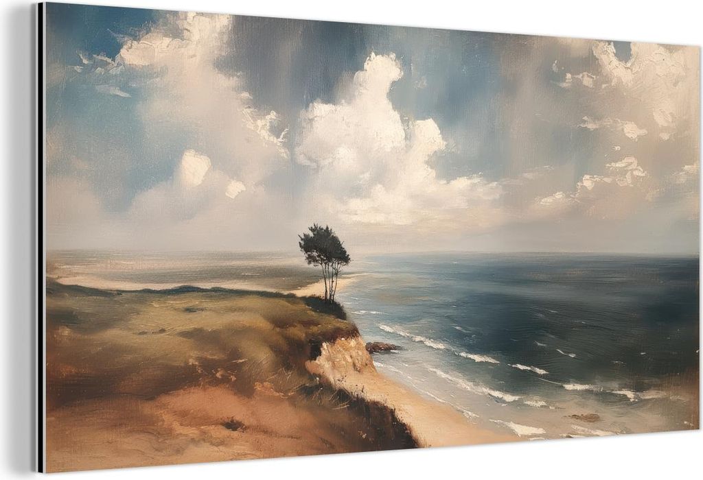 MuchoWow Wanddekoration Metall Metallbild Wandkunst 40x20 cm Klippe - Meer - Baum MuchoWow Aluminium Gemälde - Bild - Aluminium