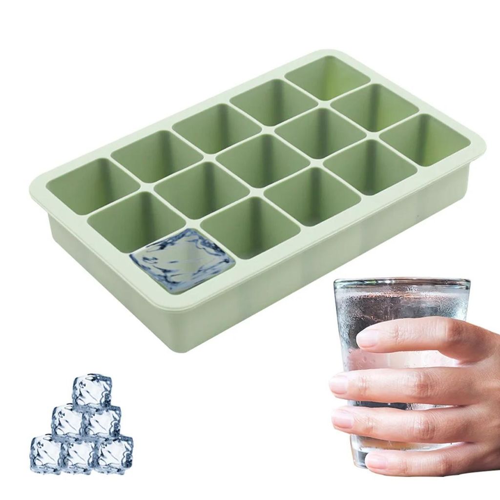 Eiswürfelform, Silikon Eiswürfelform mit Deckel, 15 Fach Silikon Eiswürfelschale, für Cocktails Whisky Wein Obst Fruchtpürees Eiscreme Eistee