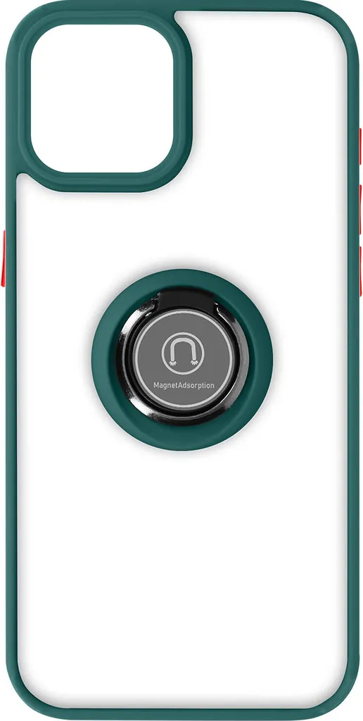 Custodia ibrida per cellulare con supporto ad anello per Apple iPhone 15 Plus - Verde scuro