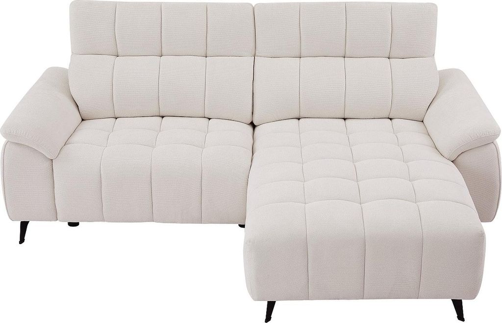 Rechtes Ecksofa mit elektrischer Relaxfunktion und beigem Strukturbezug - CELTIMO