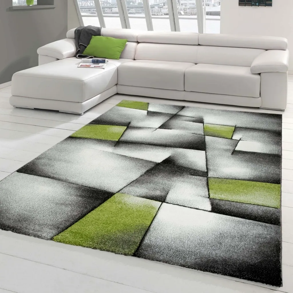 Moquette design à poils courts motif carreaux - Tapis salon 80x150 cm